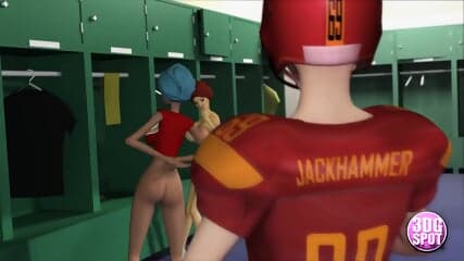 3DGSPOT - Naughty Teen Cheerleader Rides Star Quarterback's Cock In The Locker Room! 3D CARTOON PORN