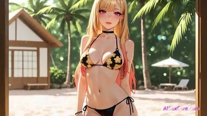 Marin Kitagawa hot sex and messy facial on a private beach (AI-hentai)