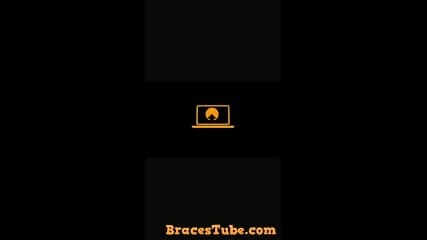White girl with braces taking cum to the face