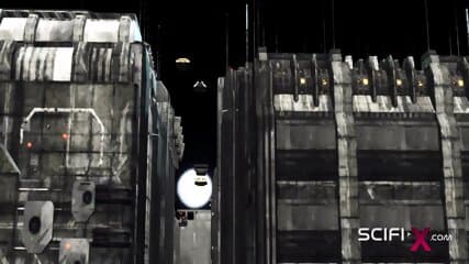 A sexy busty ebony gets fucked by a sci-fi soldier in the sci-fi cell